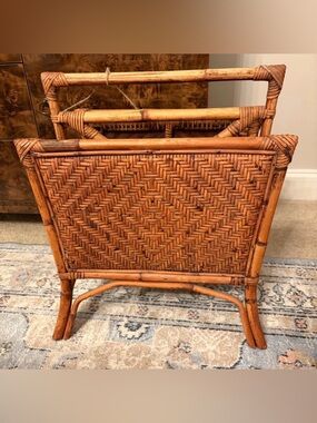 Woven Rattan Magazine Rack - Natural Brown